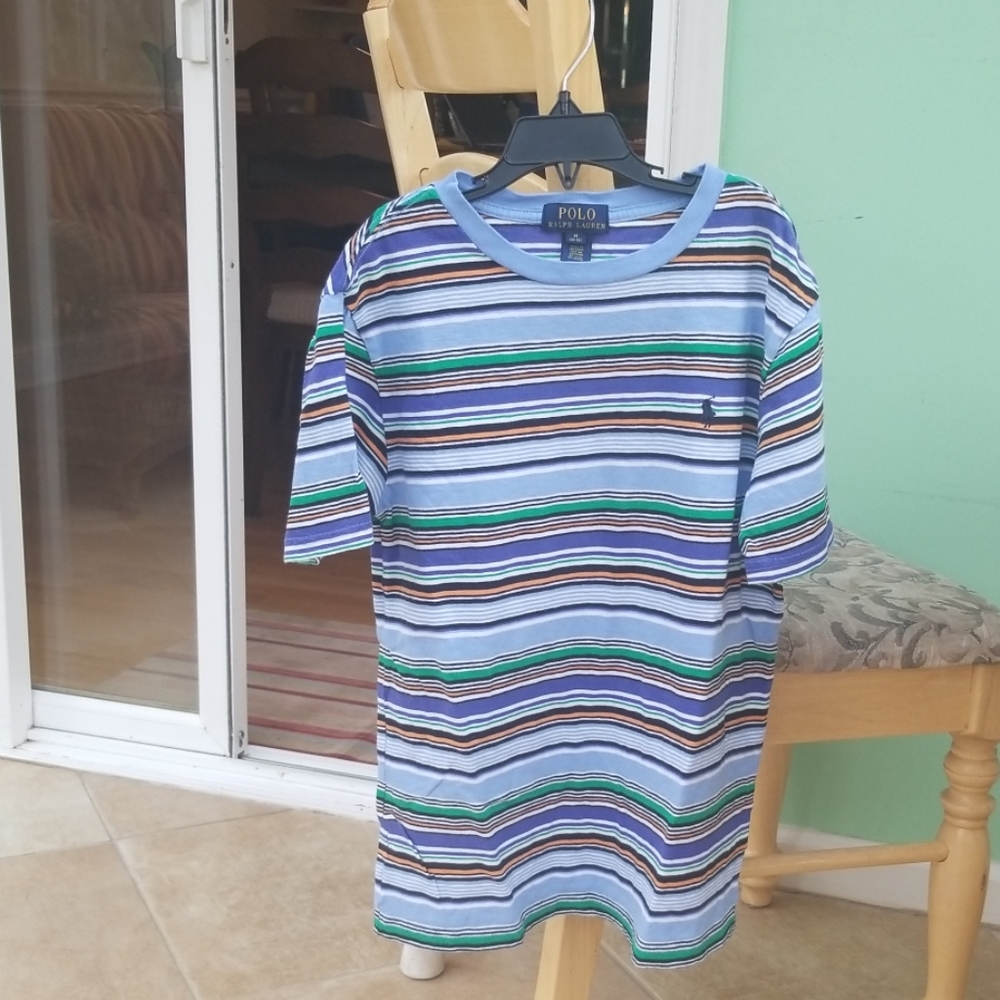 Polo blue stripe tee medium